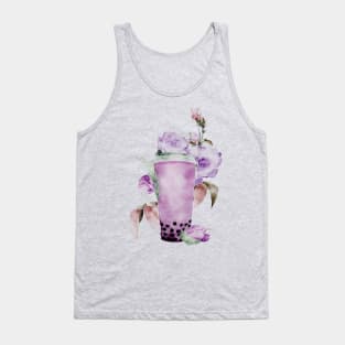 Slow Boba Taro Milk Tea Modern Watercolor Tank Top